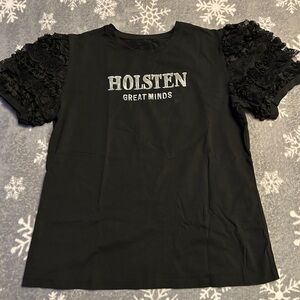 Black Women's Sweater with Beautiful Lace Sleeves